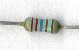 Precision resistor with 5 color bands